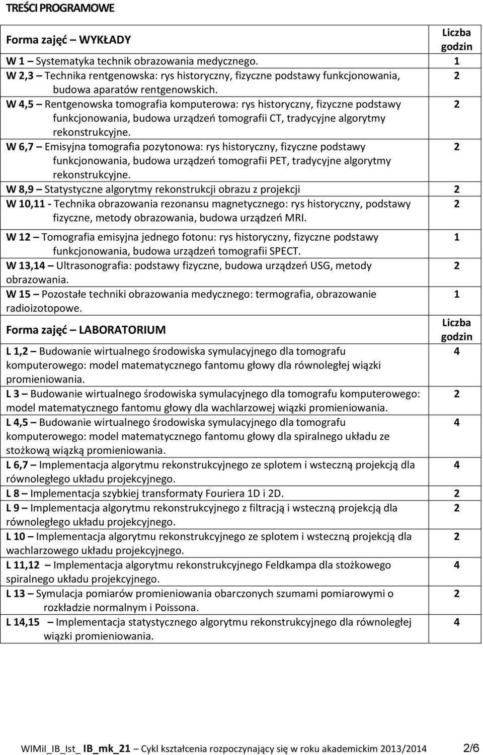 W 6,7 Emisyjna tomografia pozytonowa: rys historyczny, fizyczne podstawy funkcjonowania, budowa urządzeń tomografii PET, tradycyjne algorytmy rekonstrukcyjne.