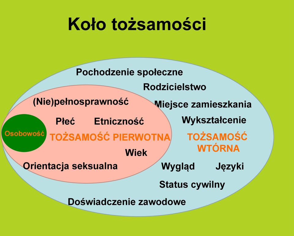 TOŻSAMOŚĆ PIERWOTNA Wiek Rodzicielstwo Doświadczenie zawodowe