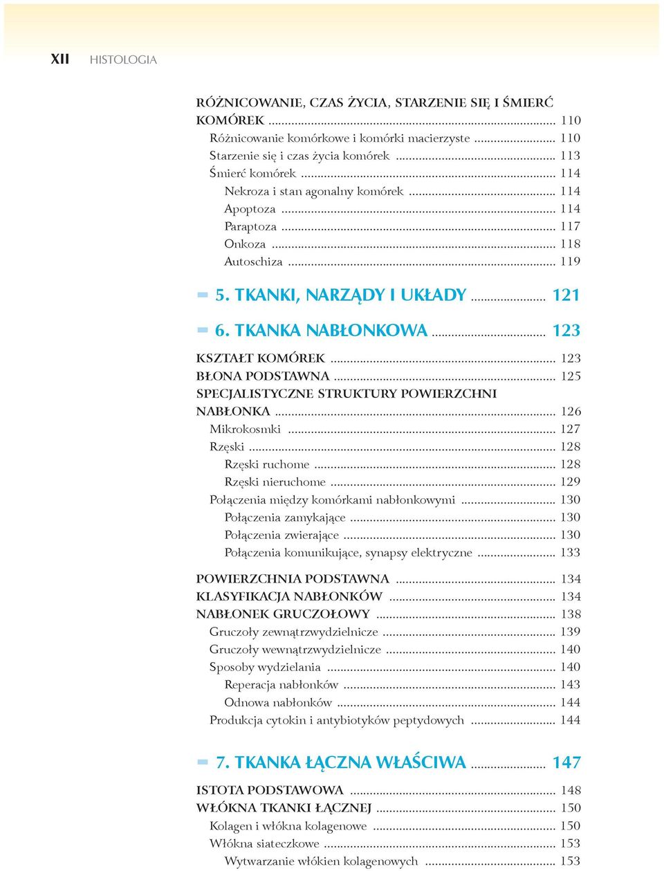 .. 123 BŁONA PODSTAWNA... 125 SPECJALISTYCZNE STRUKTURY POWIERZCHNI NABŁONKA... 126 Mikrokosmki... 127 Rzęski... 128 Rzęski ruchome... 128 Rzęski nieruchome.