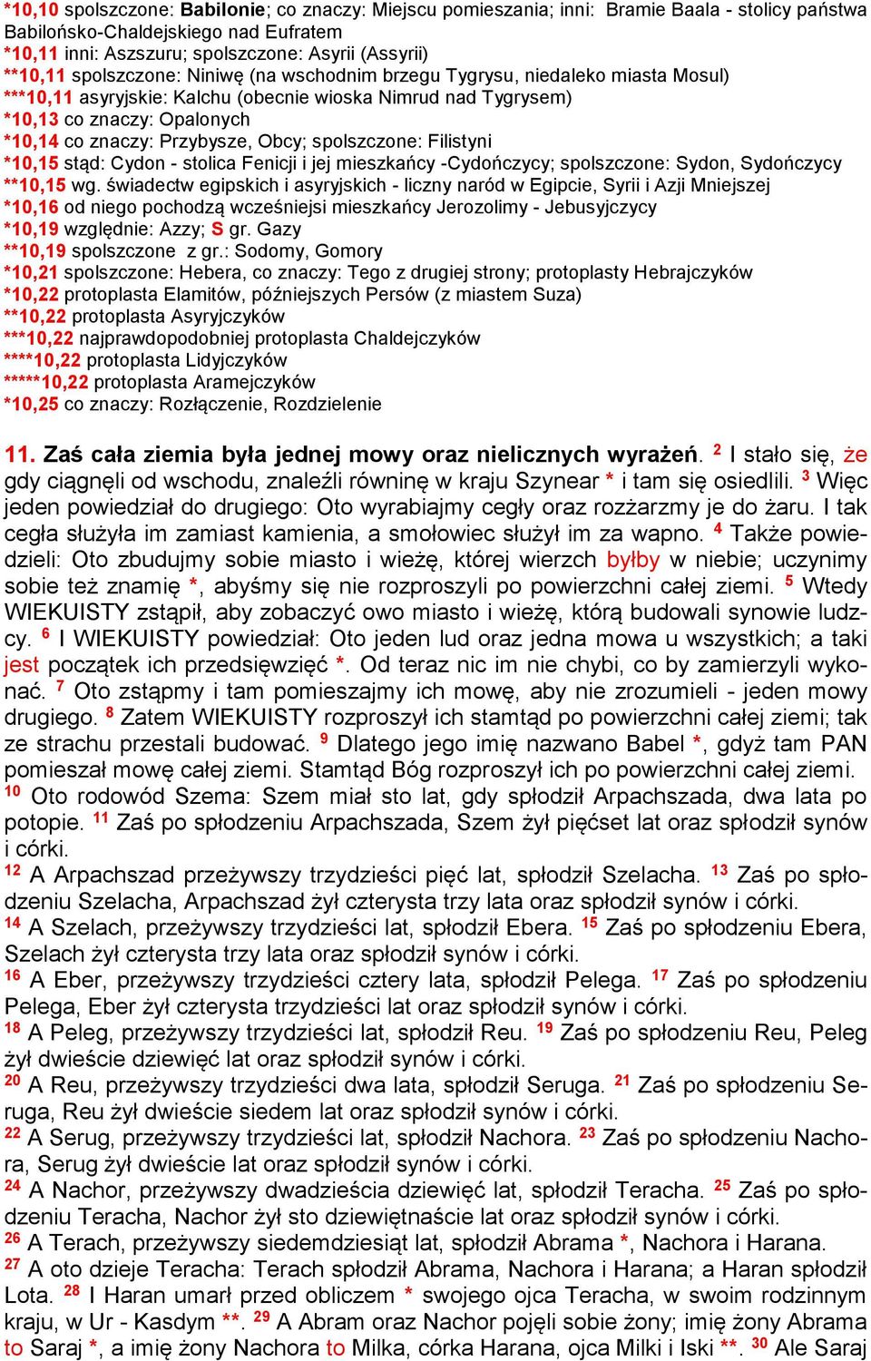 Obcy; spolszczone: Filistyni *10,15 stąd: Cydon - stolica Fenicji i jej mieszkańcy -Cydończycy; spolszczone: Sydon, Sydończycy **10,15 wg.