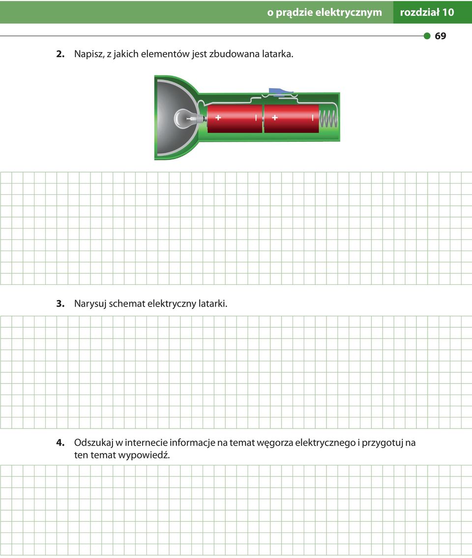Narysuj schemat elektryczny latarki. 4.