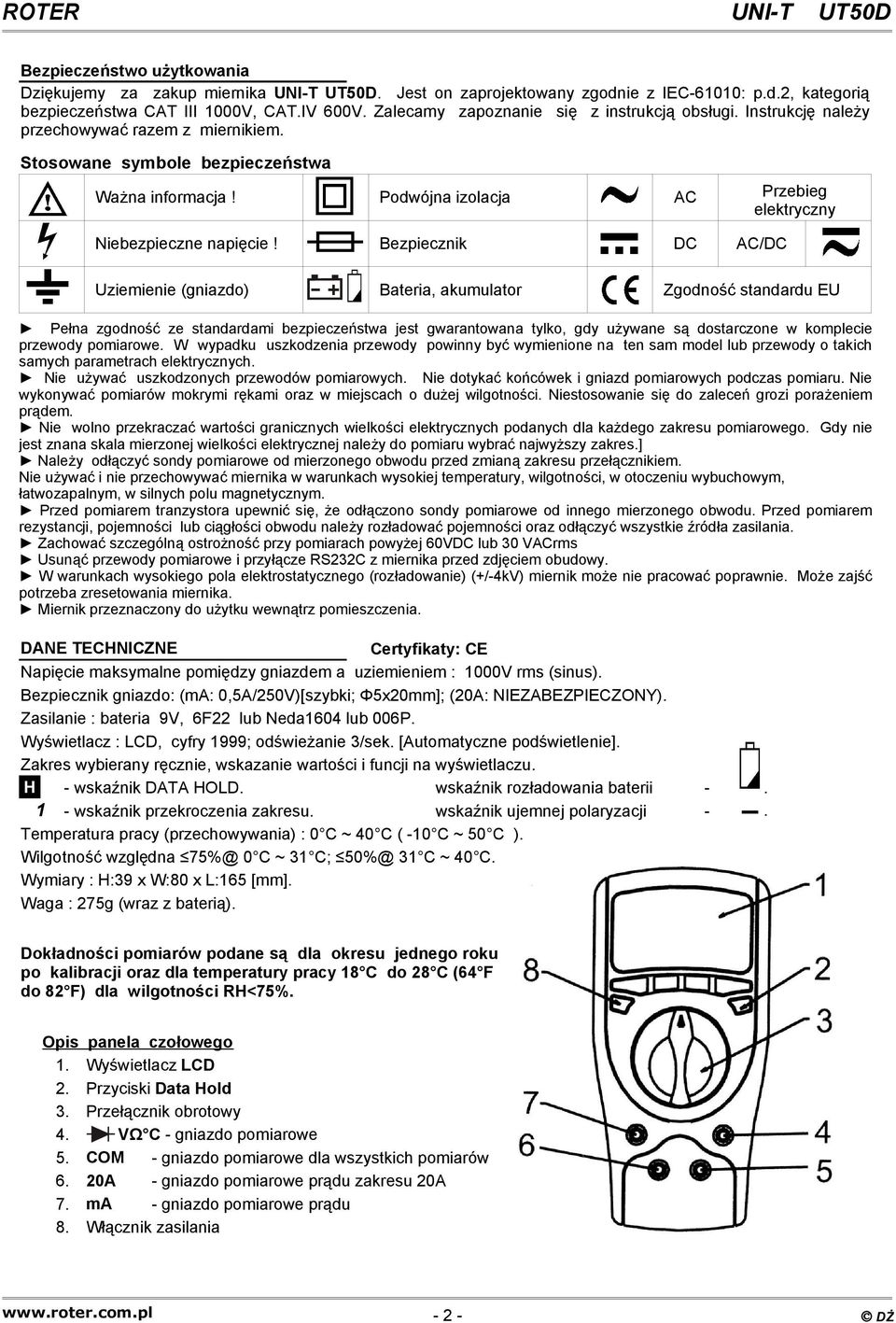 Podwójna izolacja AC Przebieg elektryczny Niebezpieczne napięcie!