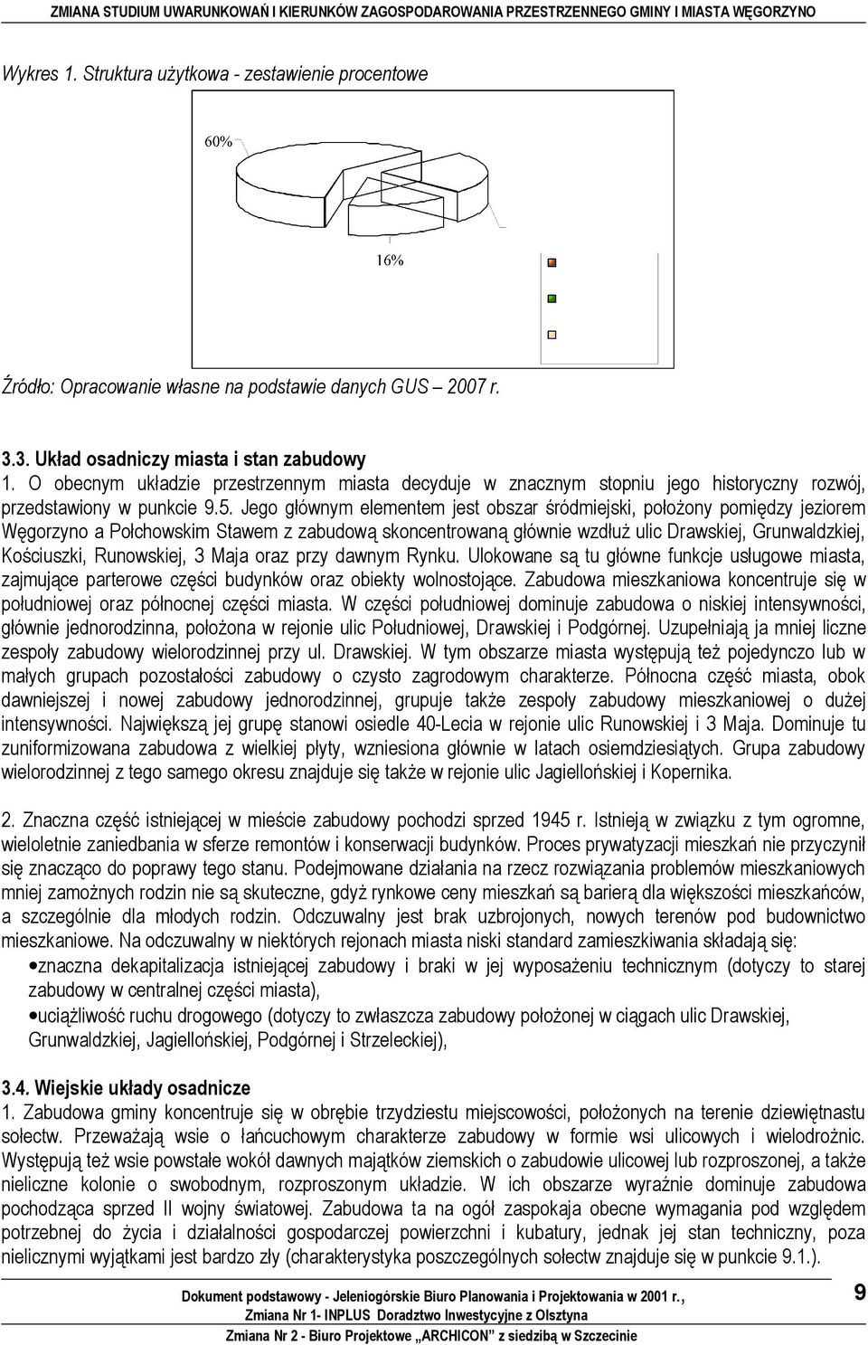 Jeg głównym elementem jest bszar śródmiejski, płżny pmiędzy jezirem Węgrzyn a Płchwskim Stawem z zabudwą skncentrwaną głównie wzdłuż ulic Drawskiej, Grunwaldzkiej, Kściuszki, Runwskiej, 3 Maja raz