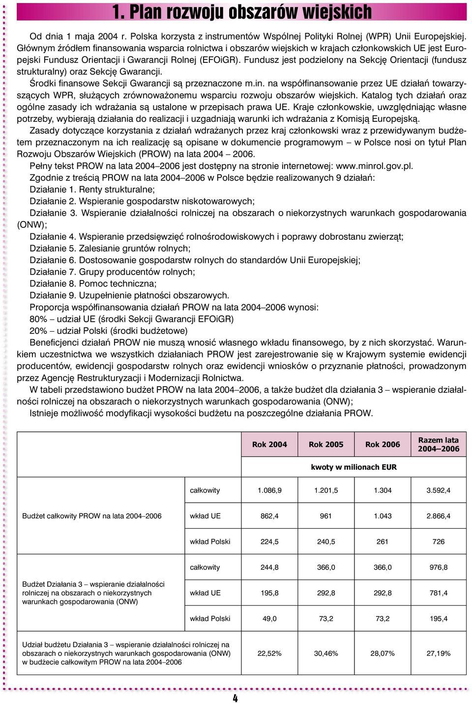 Fundusz jest podzielony na Sekcję Orientacji (fundusz strukturalny) oraz Sekcję Gwarancji. Środki fi nansowe Sekcji Gwarancji są przeznaczone m.in.