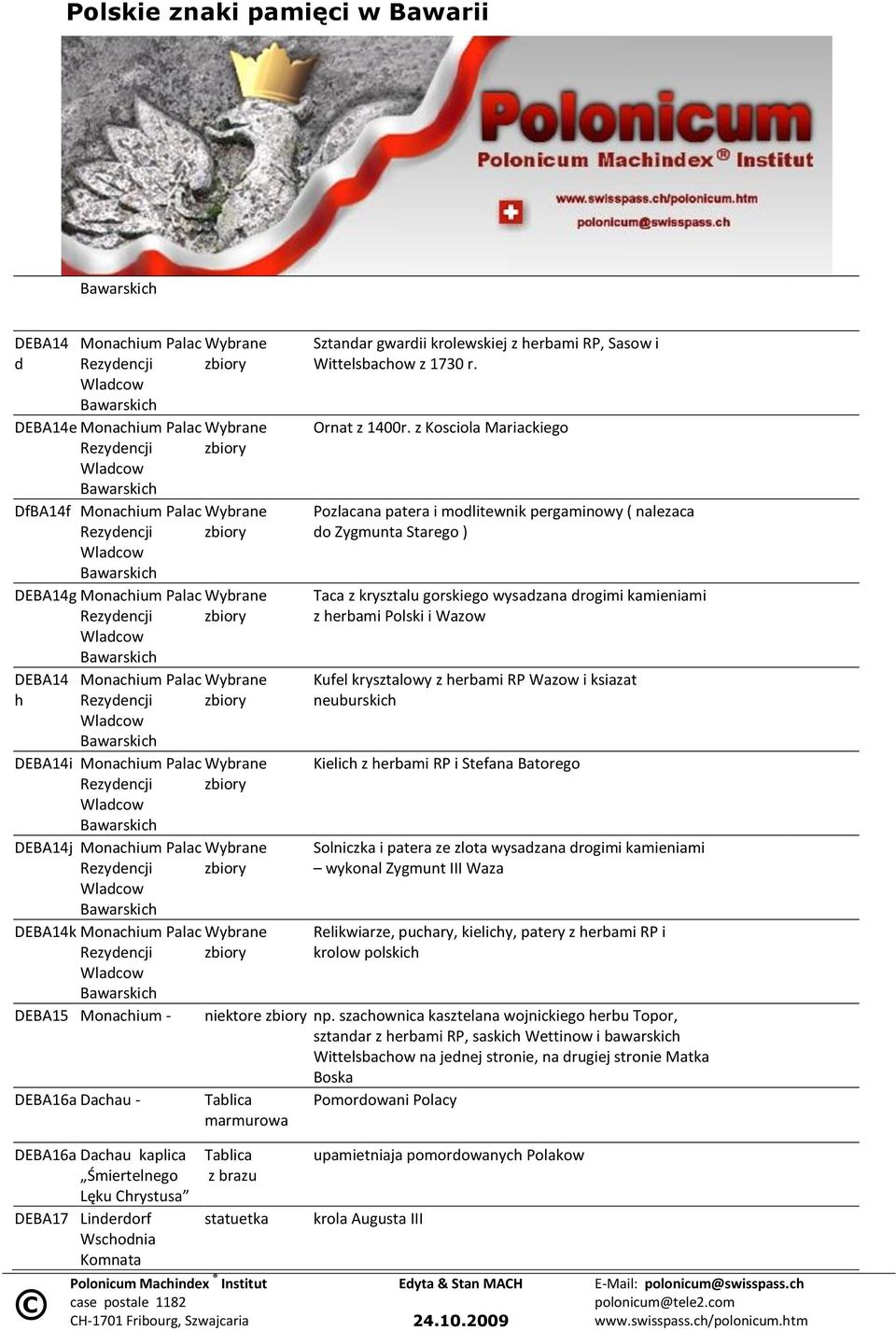 z Kosciola Mariackiego Pozlacana patera i modlitewnik pergaminowy ( nalezaca do Zygmunta Starego ) Taca z krysztalu gorskiego wysadzana drogimi kamieniami z herbami Polski i Wazow Kufel krysztalowy z