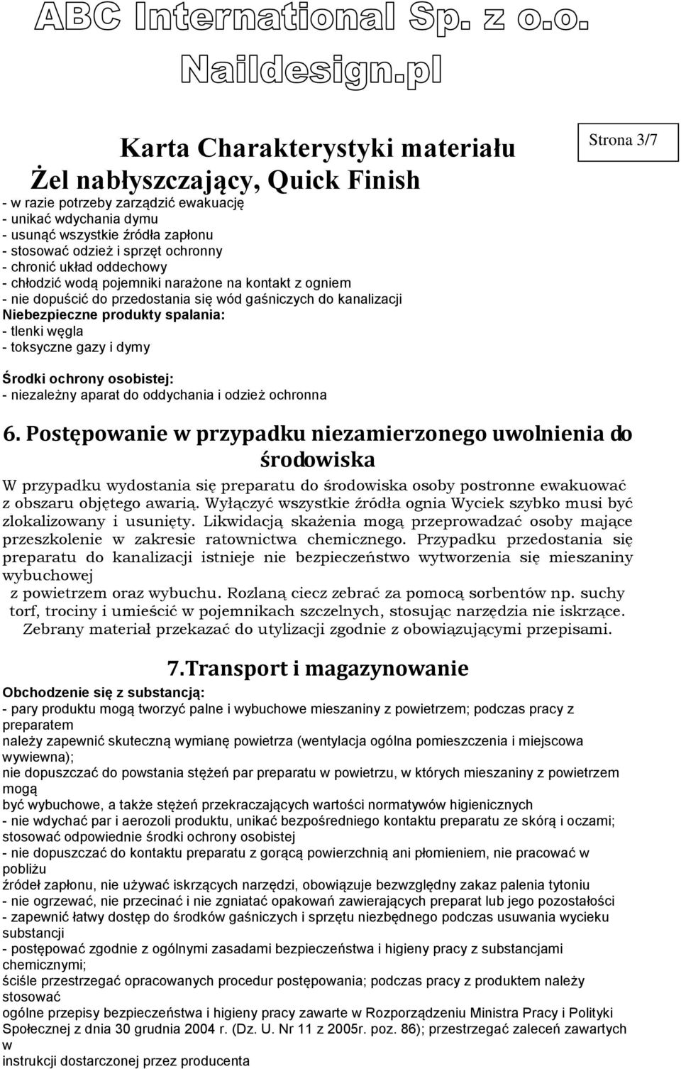 niezależny aparat do oddychania i odzież ochronna 6.