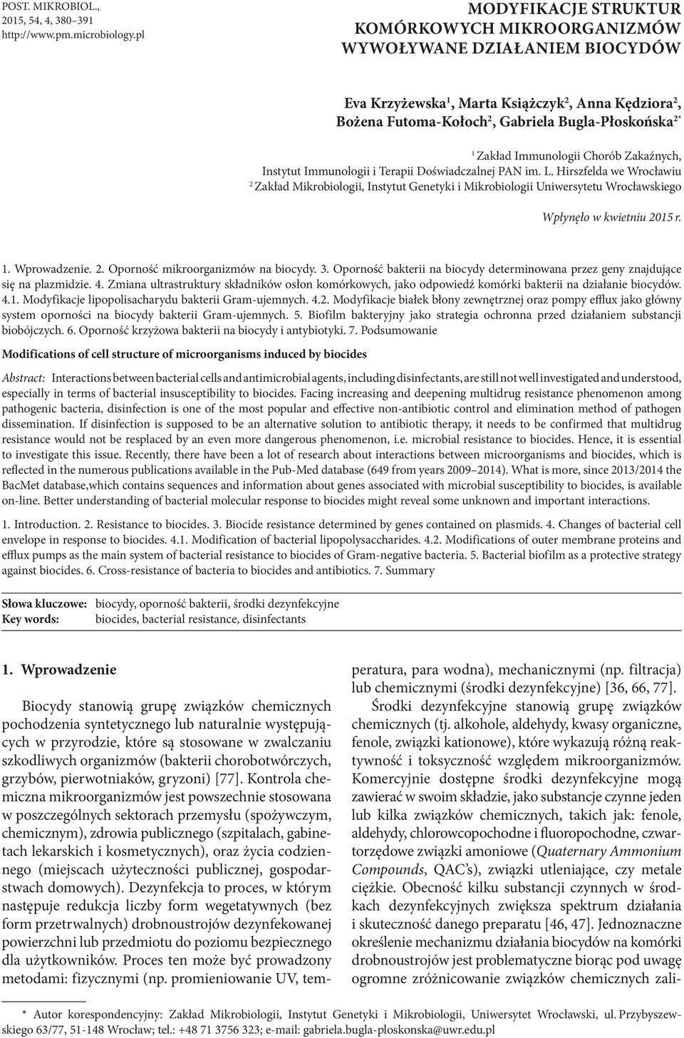 Immunologii Chorób Zakaźnych, Instytut Immunologii i Terapii Doświadczalnej PAN im. L.