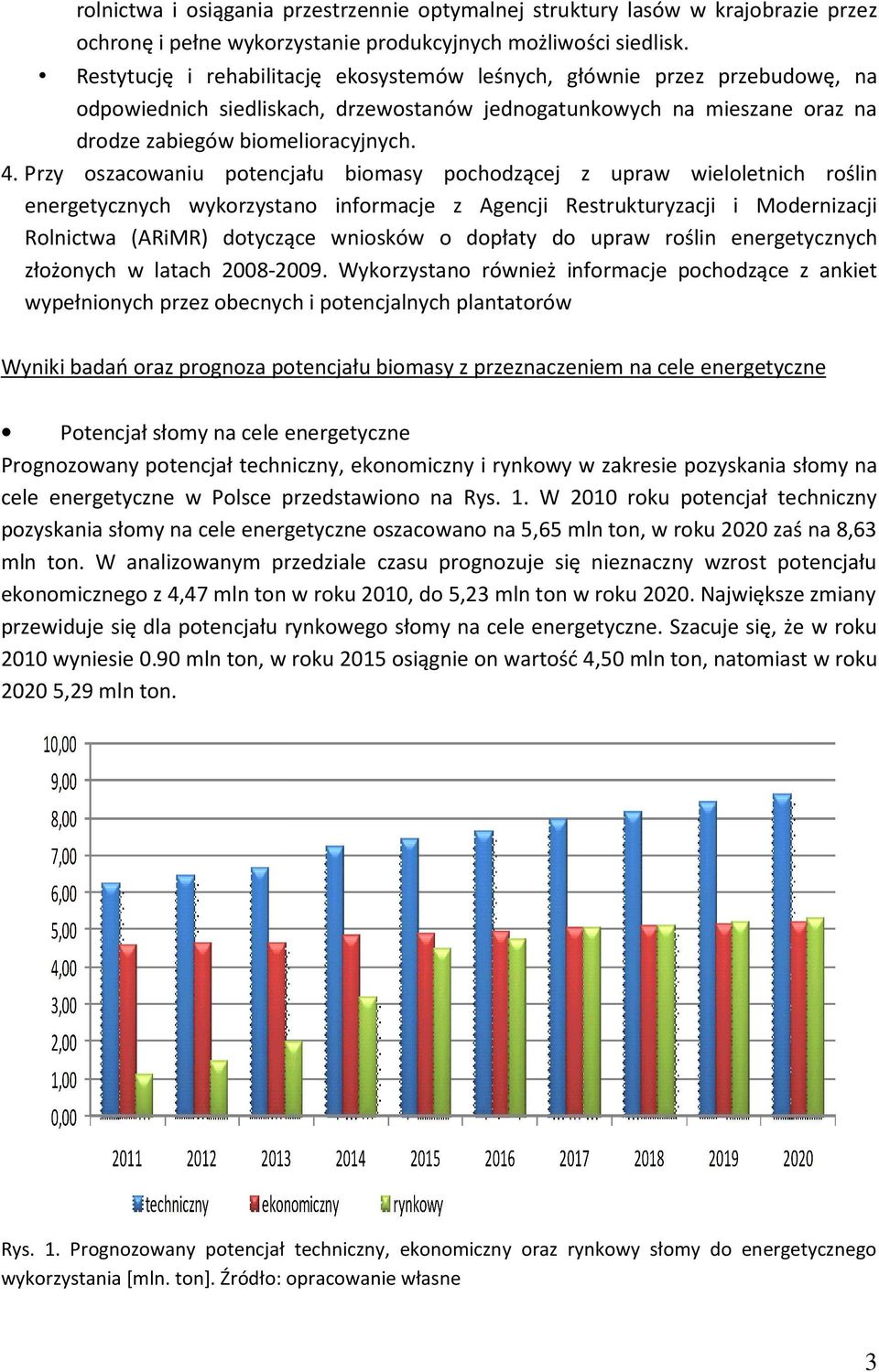 Przy oszacowaniu potencjału biomasy pochodzącej z upraw wieloletnich roślin energetycznych wykorzystano informacje z Agencji Restrukturyzacji i Modernizacji Rolnictwa (ARiMR) dotyczące wniosków o