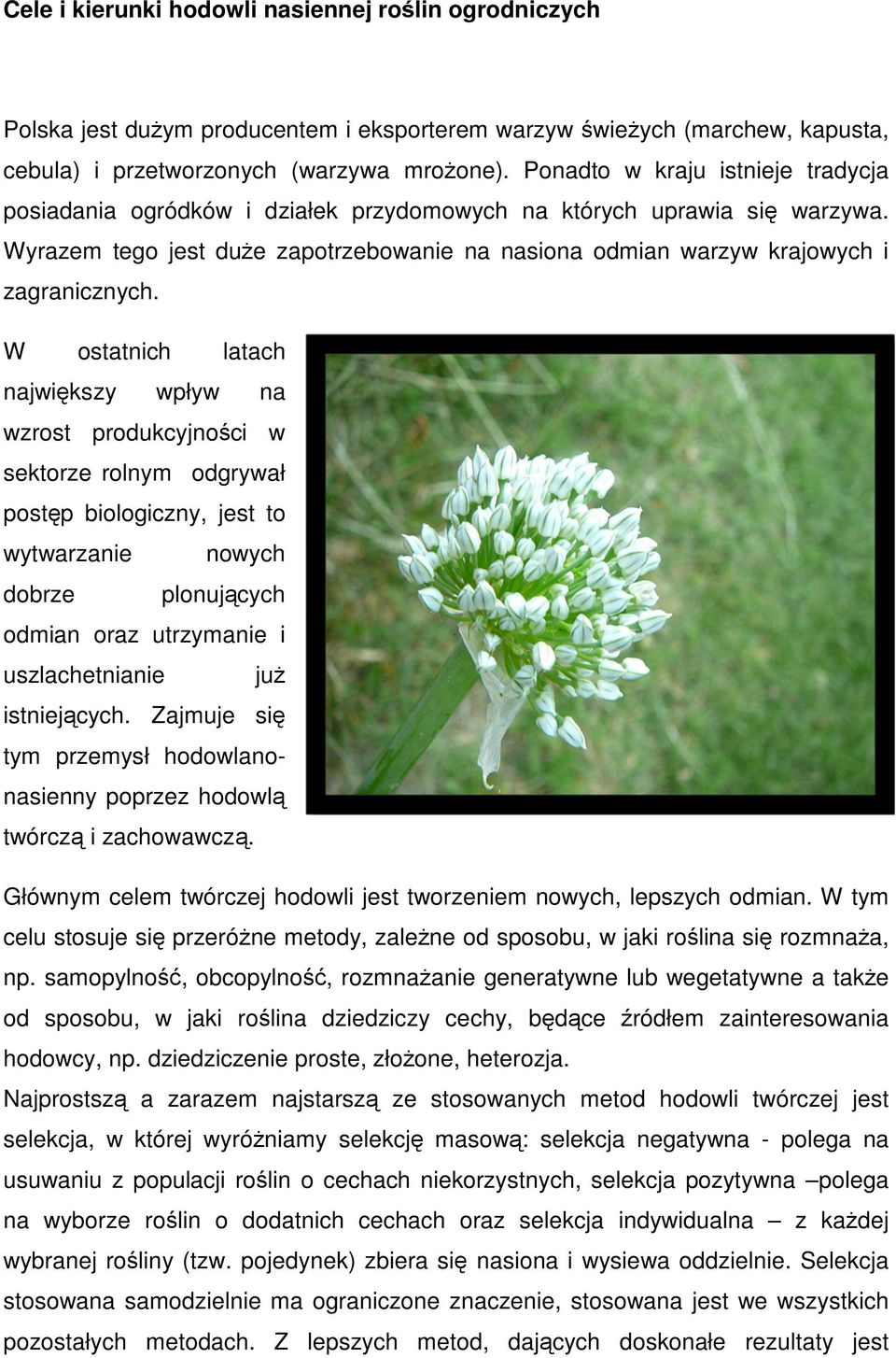 W ostatnich latach największy wpływ na wzrost produkcyjności w sektorze rolnym odgrywał postęp biologiczny, jest to wytwarzanie nowych dobrze plonujących odmian oraz utrzymanie i uszlachetnianie już