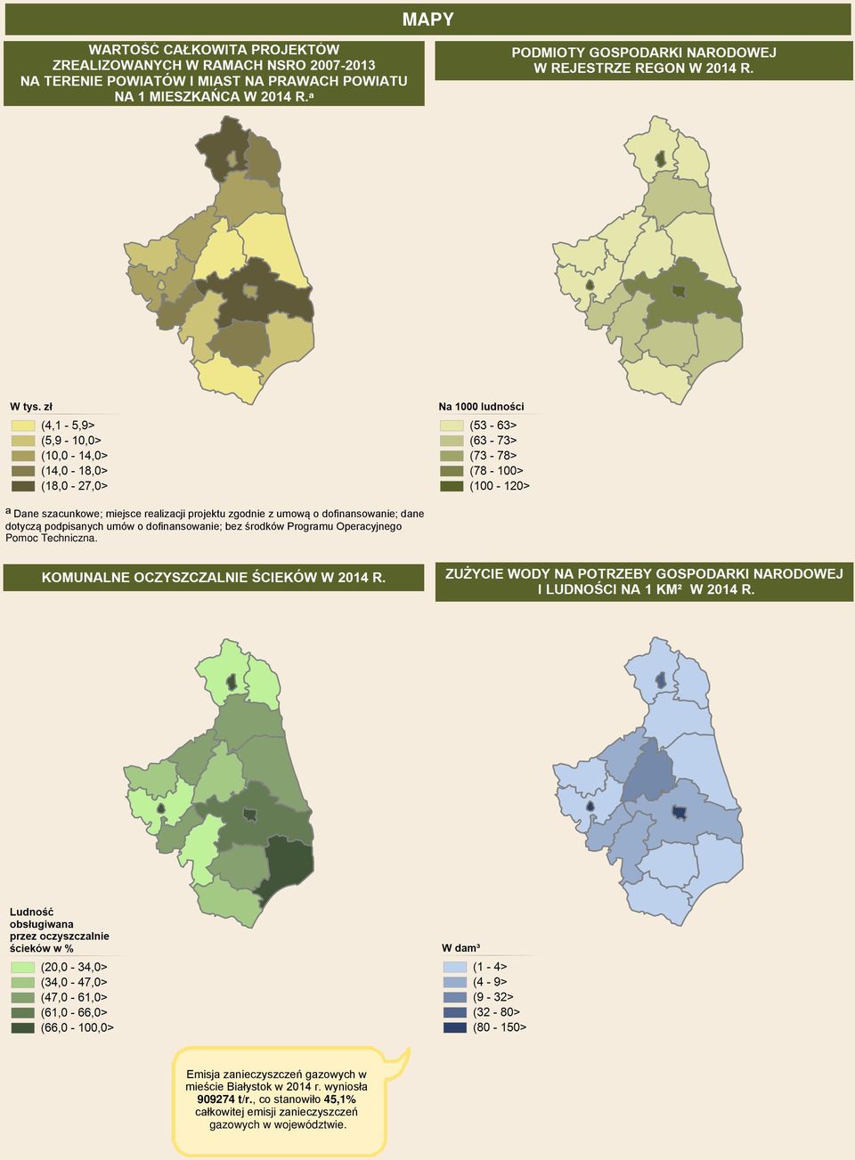 Pomoc Techniczna. Emisja zanieczyszczeń gazowych w mieście Białystok w 2014 r.