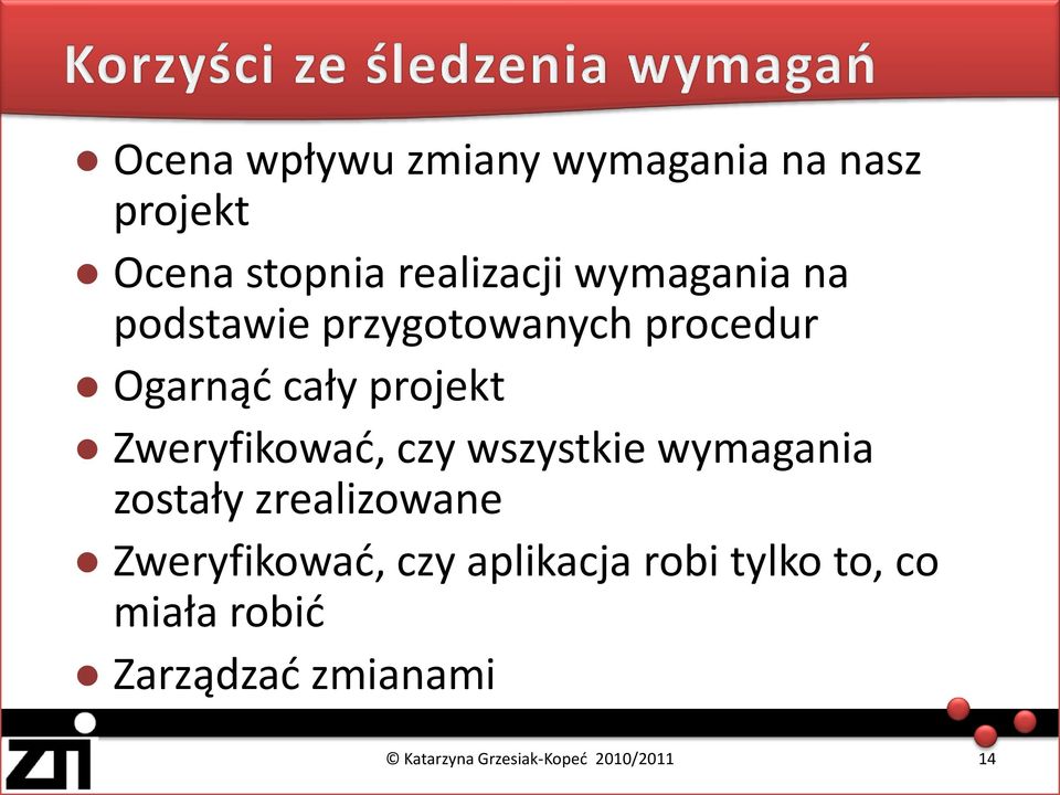 cały projekt Zweryfikowad, czy wszystkie wymagania zostały