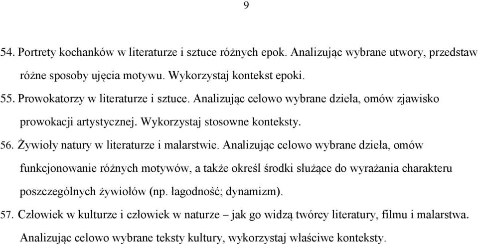 Żywioły natury w literaturze i malarstwie.