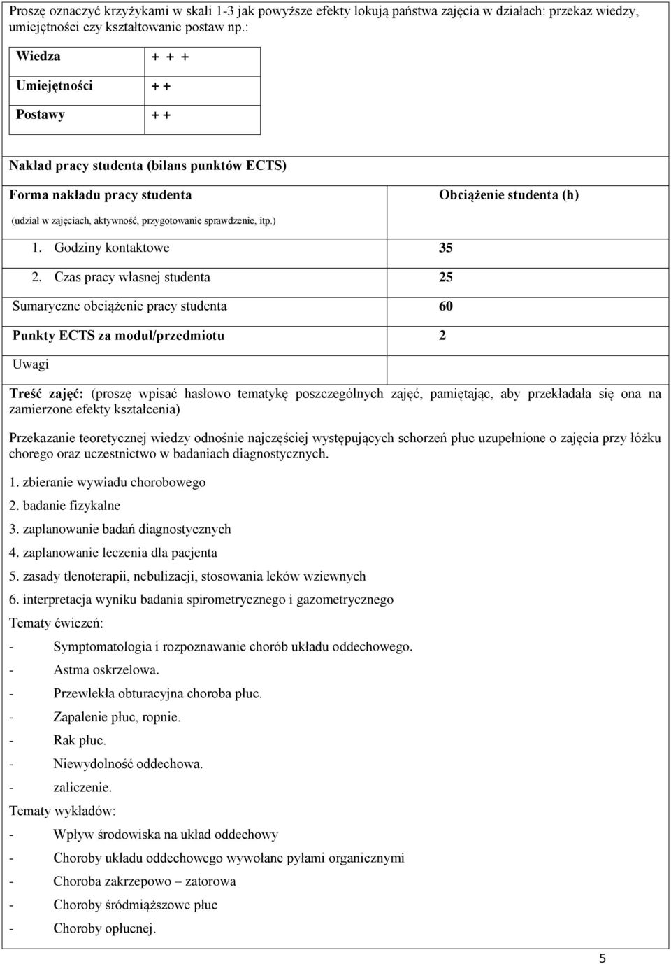 itp.) 1. Godziny kontaktowe 35 2.