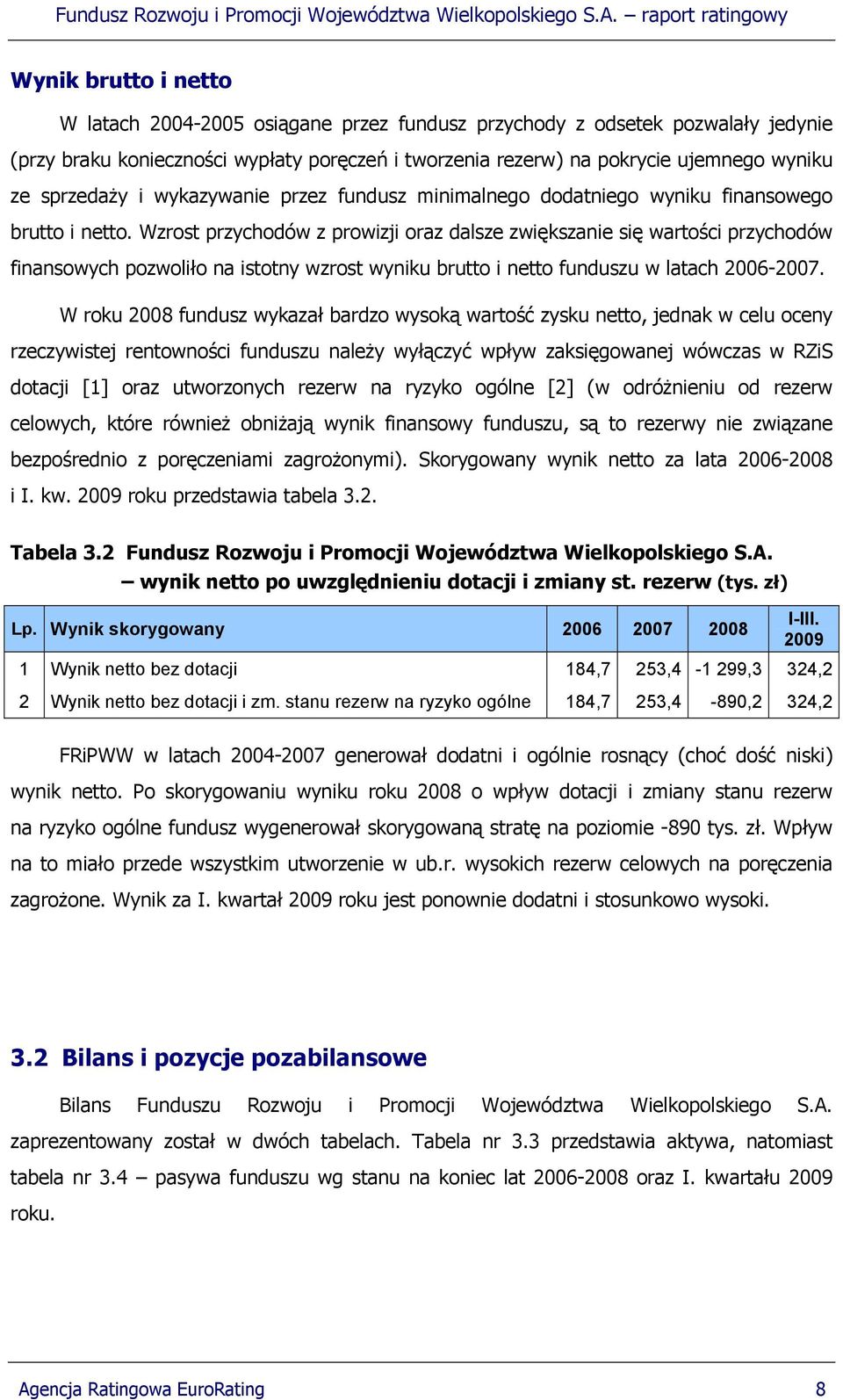 Wzrost przychodów z prowizji oraz dalsze zwiększanie się wartości przychodów finansowych pozwoliło na istotny wzrost wyniku brutto i netto funduszu w latach 2006-2007.