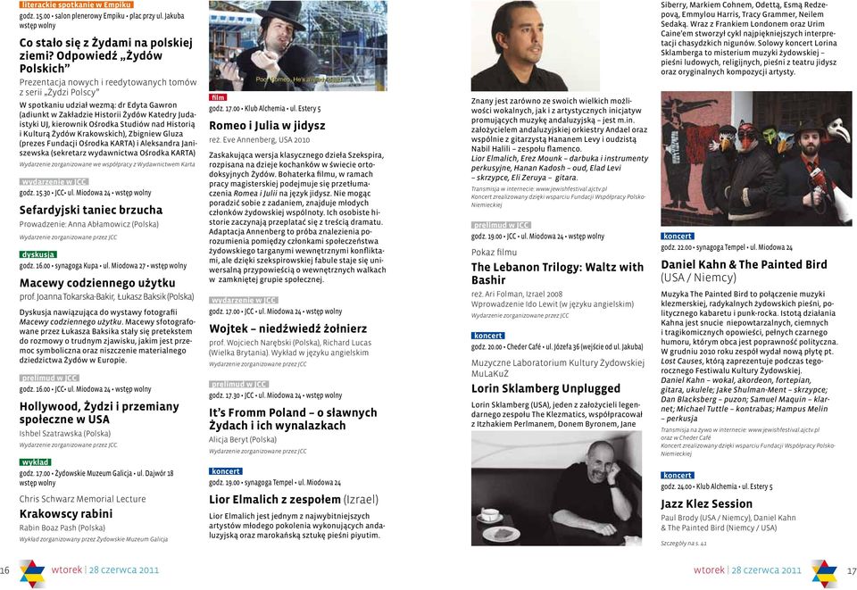 Ośrodka Studiów nad Historią i Kulturą Żydów Krakowskich), Zbigniew Gluza (prezes Fundacji Ośrodka KARTA) i Aleksandra Janiszewska (sekretarz wydawnictwa Ośrodka KARTA) Wydarzenie zorganizowane we
