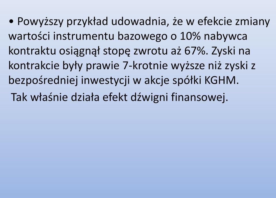 Zyski na kontrakcie były prawie 7-krotnie wyższe niż zyski z