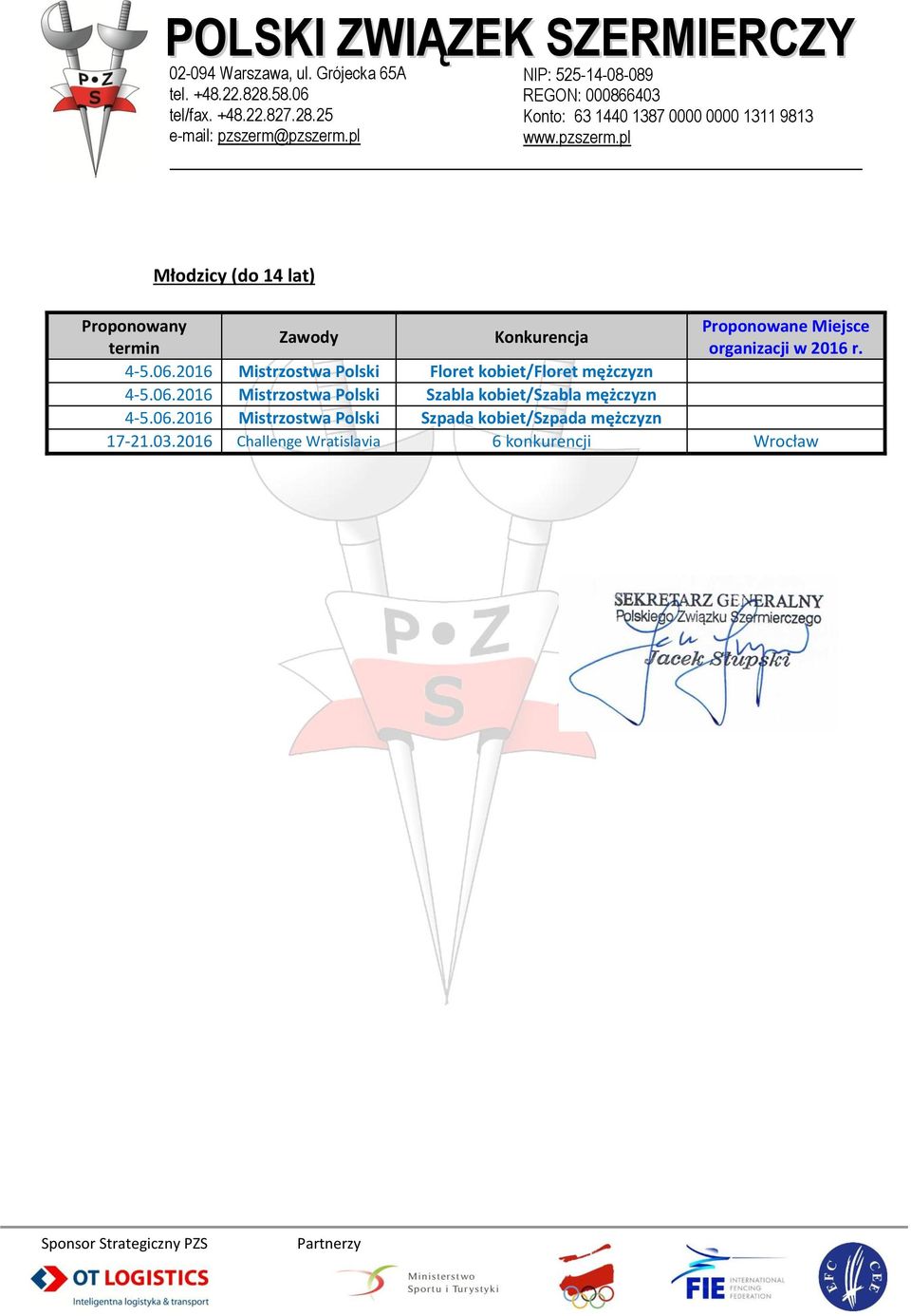 2016 Mistrzostwa Polski Szabla kobiet/szabla mężczyzn 4-5.06.