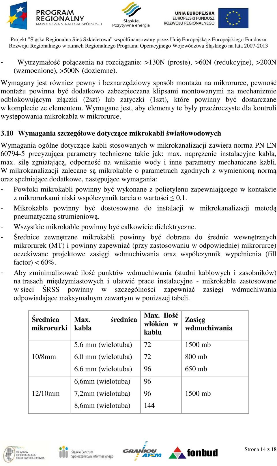 zatyczki (1szt), które powinny być dostarczane w komplecie ze elementem. Wymagane jest, aby elementy te były przeźroczyste dla kontroli występowania mikrokabla w mikrorurce. 3.