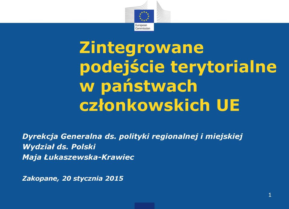 polityki regionalnej i miejskiej Wydział ds.