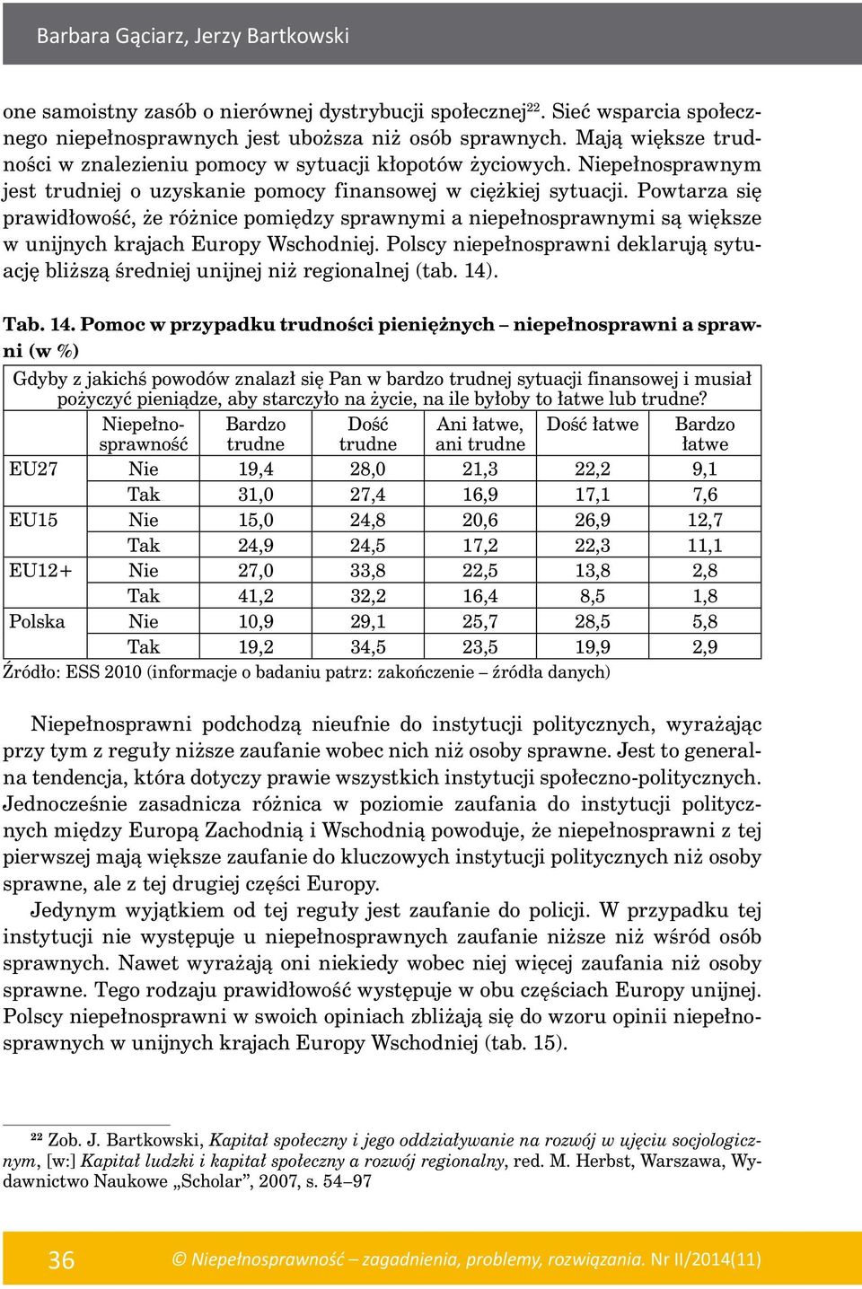 Powtarza się prawidłowość, że różnice pomiędzy sprawnymi a niepełnosprawnymi są większe w unijnych krajach Europy Wschodniej.