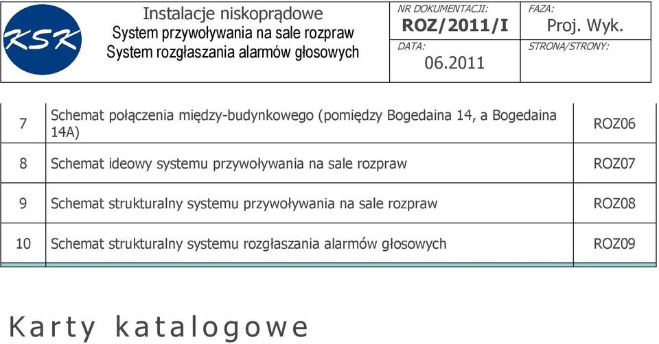 Schemat strukturalny systemu przywoływania na sale rozpraw ROZ08 10 Schemat