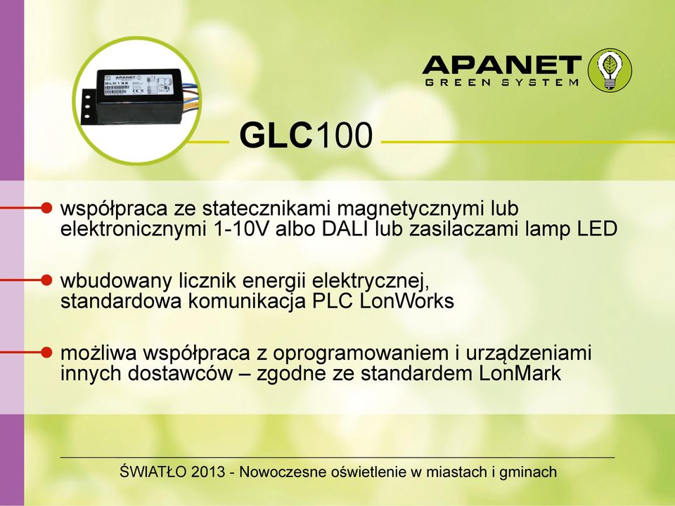 elektrycznej, standardowa komunikacja PLC LonWorks możliwa współpraca