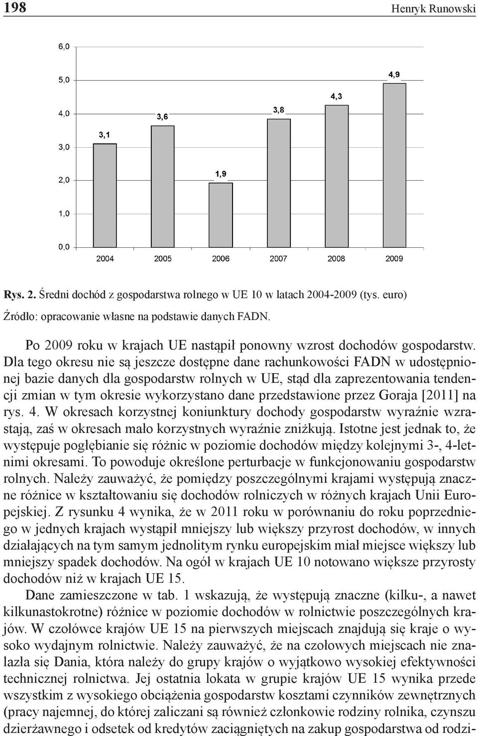 Dla tego okresu nie są jeszcze dostępne dane rachunkowości FADN w udostępnionej bazie danych dla gospodarstw rolnych w UE, stąd dla zaprezentowania tendencji zmian w tym okresie wykorzystano dane