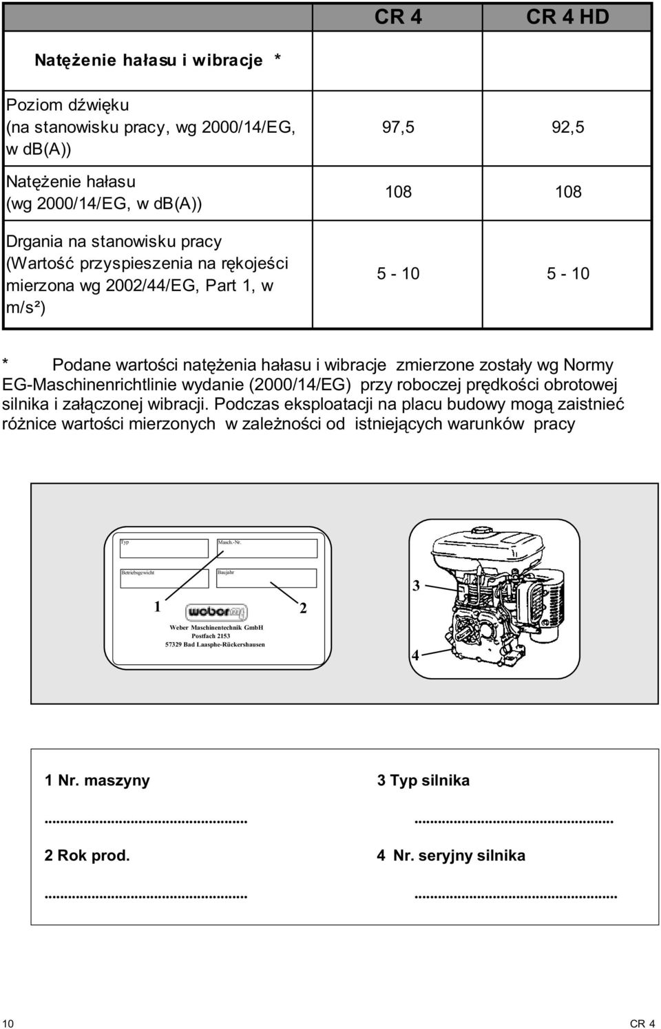 wydanie (000/4/EG) przy roboczej prêdkoœci obrotowej silnika i za³¹ czonej wibracji.