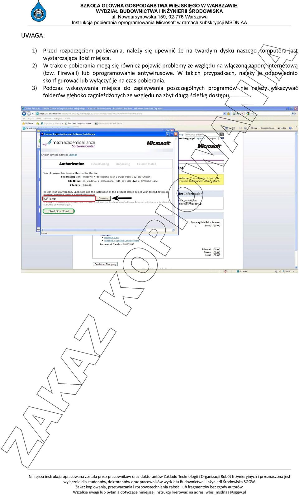 Firewall) lub oprogramowanie antywirusowe.