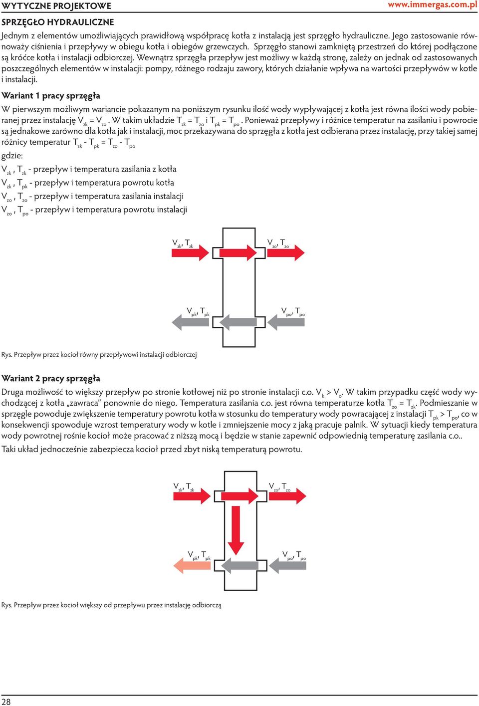 Wewnątrz sprzęgła przepływ jest możliwy w każdą stronę, zależy on jednak od zastosowanych poszczególnych elementów w instalacji: pompy, różnego rodzaju zawory, których działanie wpływa na wartości