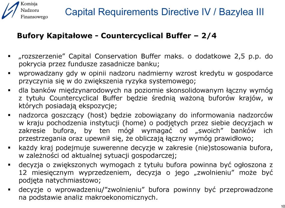 tal Conservation Buffer maks. o dodatkowe 2,5 p.
