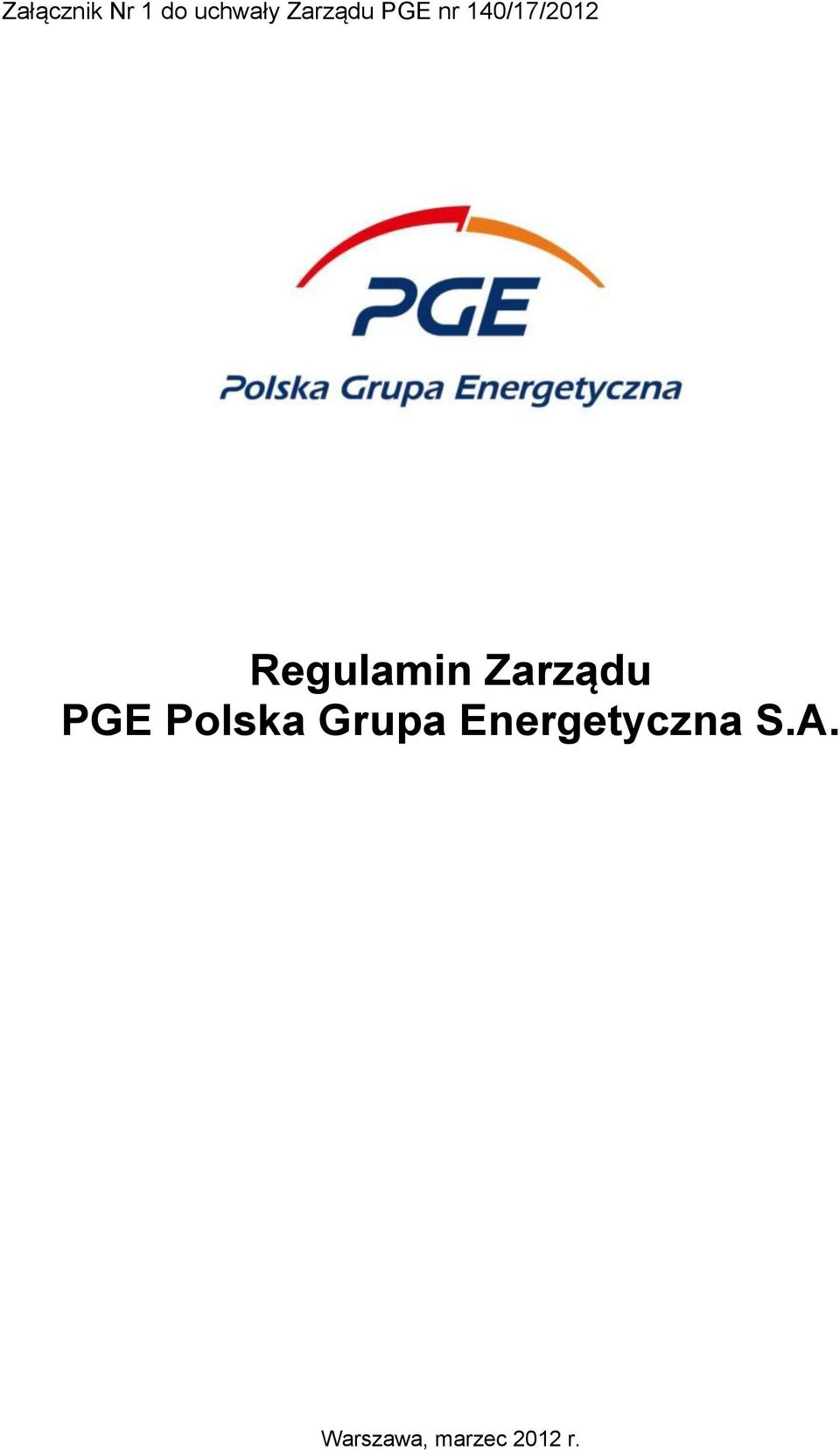 Regulamin Zarządu PGE Polska