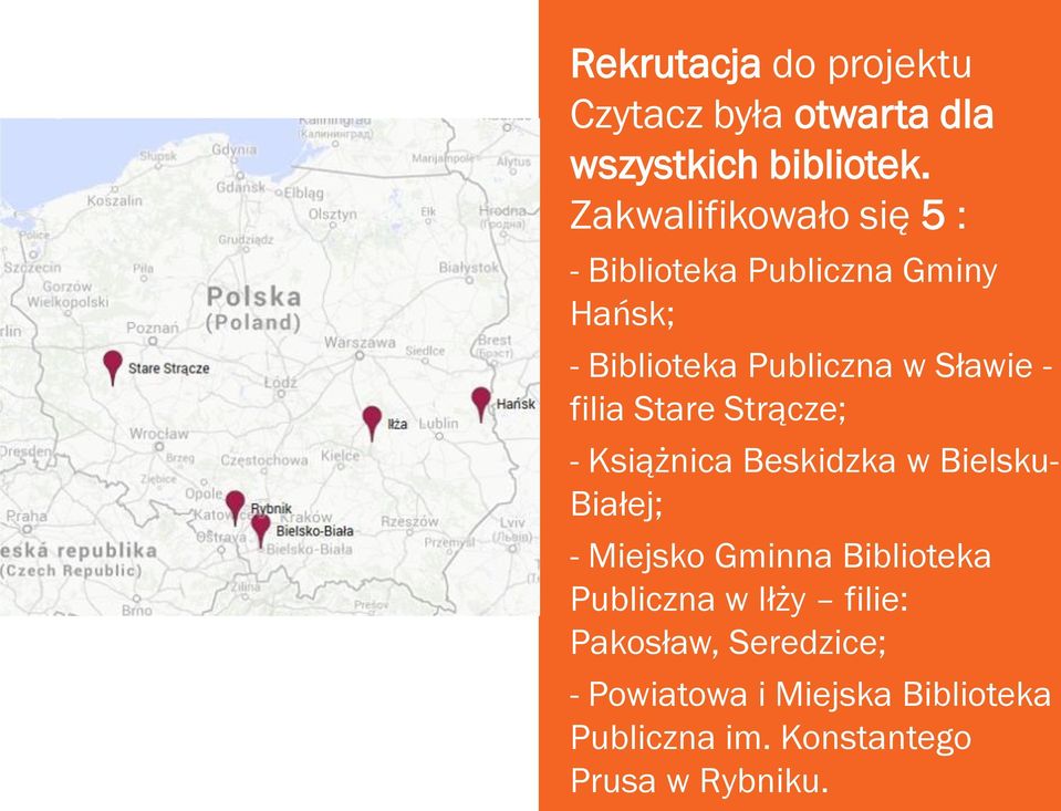 filia Stare Strącze; - Książnica Beskidzka w Bielsku- Białej; - Miejsko Gminna Biblioteka