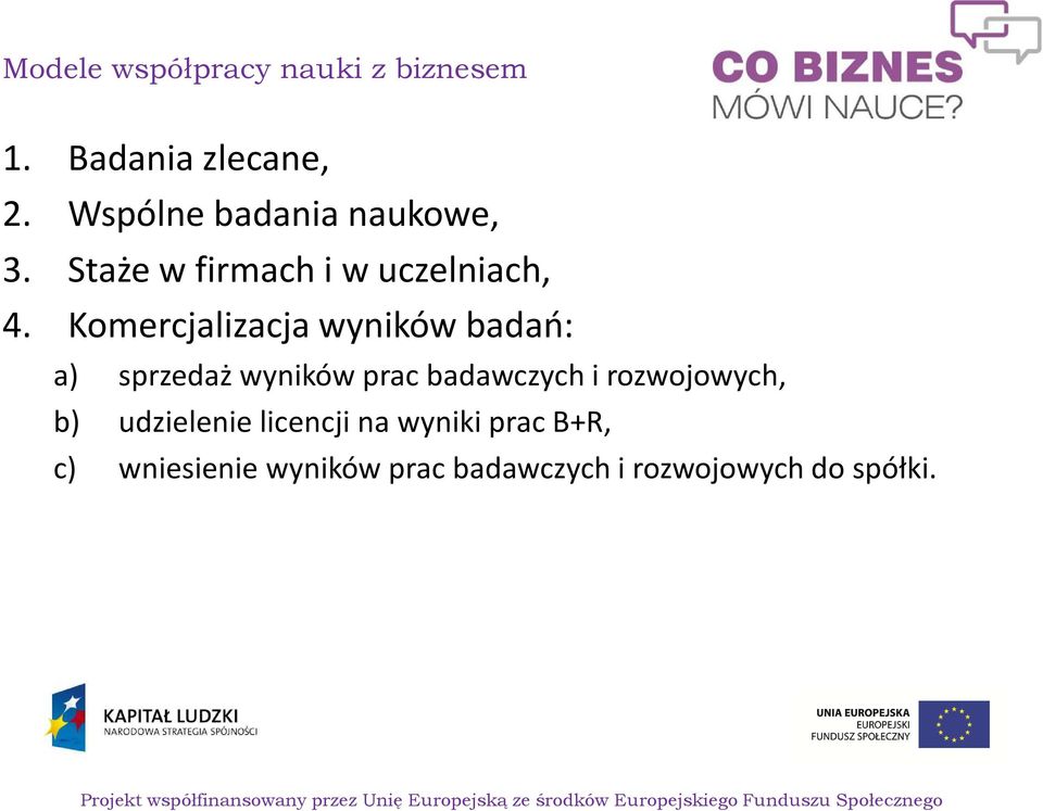 Komercjalizacja wyników badań: a) sprzedaż wyników prac badawczych i