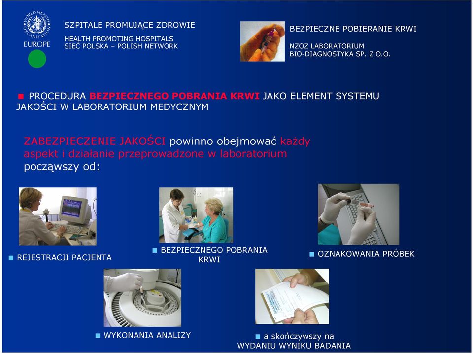 przeprowadzone w laboratorium począwszy od: REJESTRACJI PACJENTA BEZPIECZNEGO