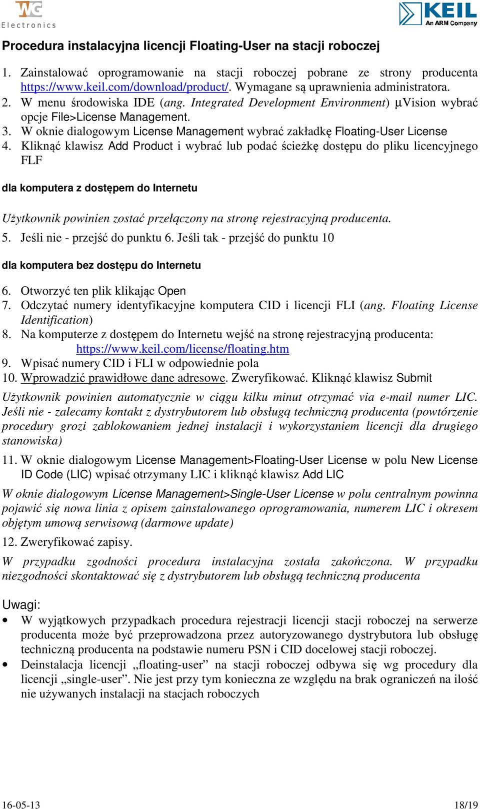 W oknie dialogowym License Management wybrać zakładkę Floating-User License 4.