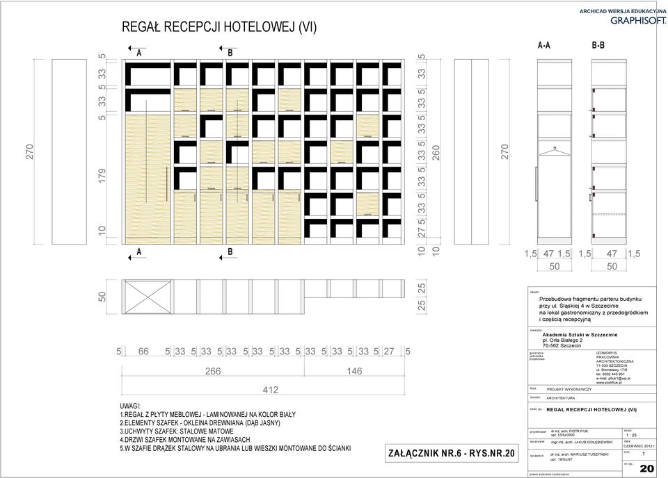 00 9 e- mail: pfiuk@wp.pl 6 UWAGI:.REGAŁ Z PŁYTY MEBLOWEJ - LAMINOWANEJ NA KOLOR BIAŁY.ELEMENTY SZAFEK - OKLEINA DREWNIANA (DĄB JASNY).UCHWYTY SZAFEK: STALOWE MATOWE.