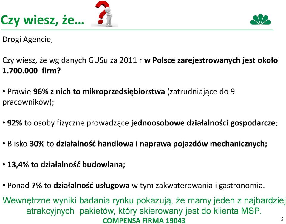 Blisko 30% to działalność handlowa i naprawa pojazdów mechanicznych; 13,4% to działalność budowlana; Ponad 7% to działalność usługowa w tym