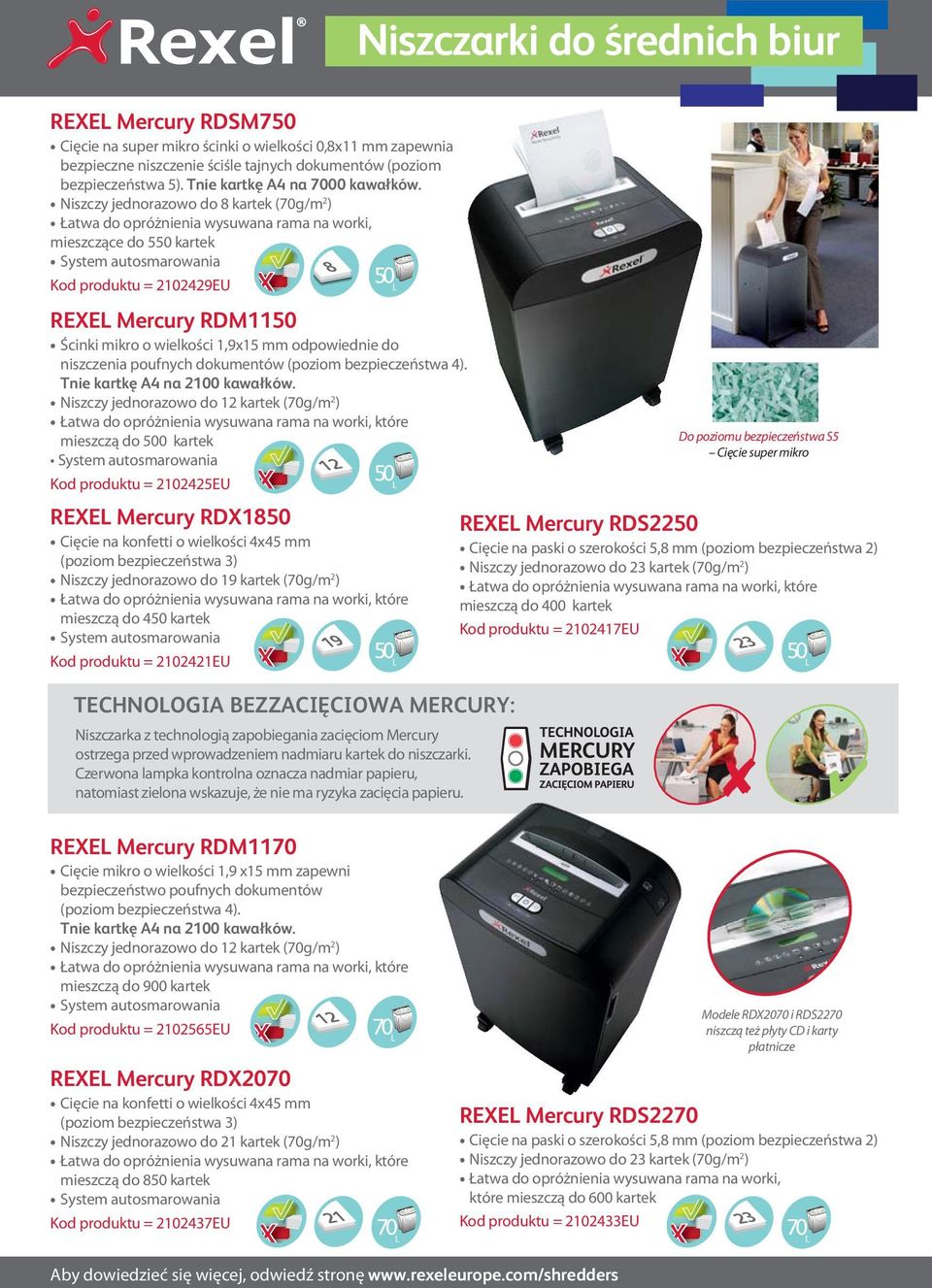 BEZZACIĘCIOWA MERCURY: REXEL Mercury RDM1170 Tnie kartkę A4 na 2100 kawałków.