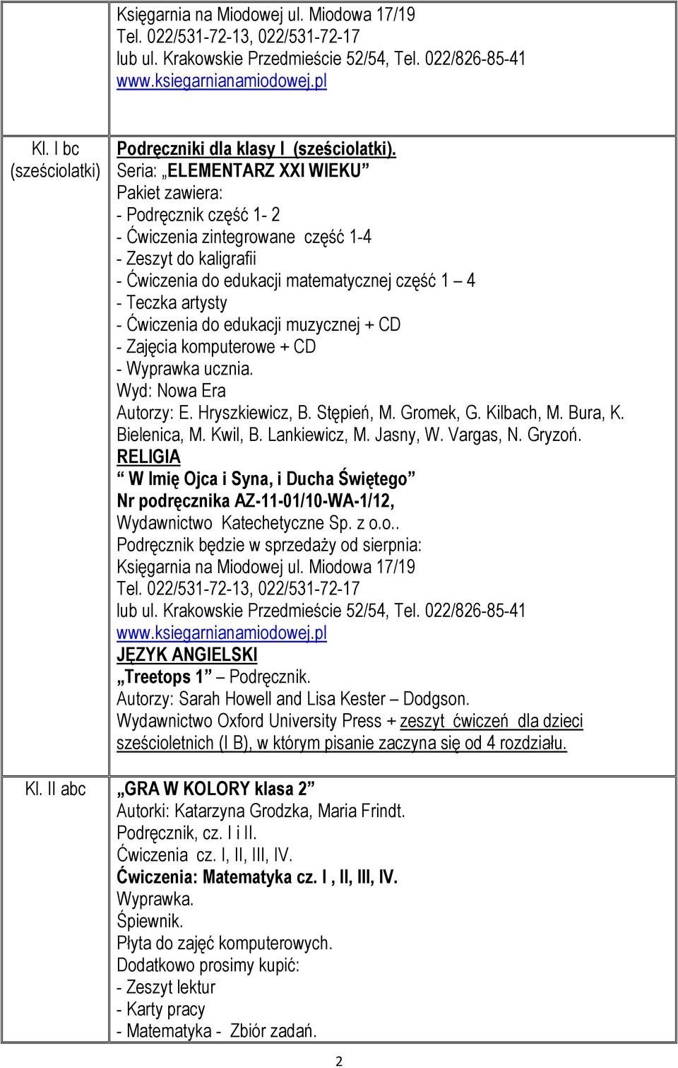 edukacji muzycznej + CD - Zajęcia komputerowe + CD - Wyprawka ucznia. Autorzy: E. Hryszkiewicz, B. Stępień, M. Gromek, G. Kilbach, M. Bura, K. Bielenica, M. Kwil, B. Lankiewicz, M. Jasny, W.