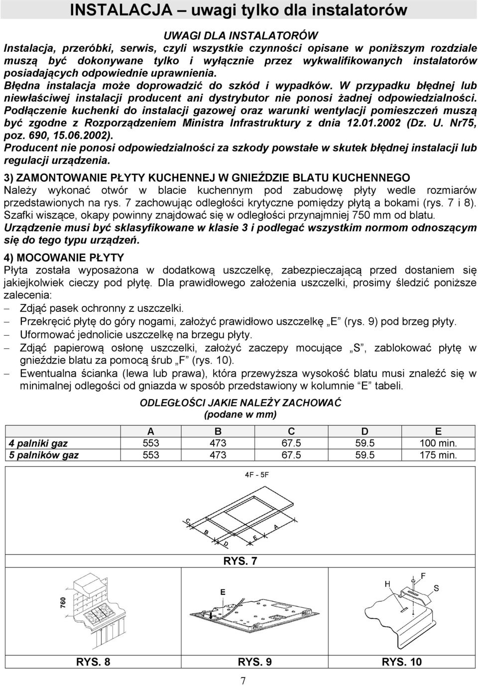 W przypadku błędnej lub niewłaściwej instalacji producent ani dystrybutor nie ponosi żadnej odpowiedzialności.