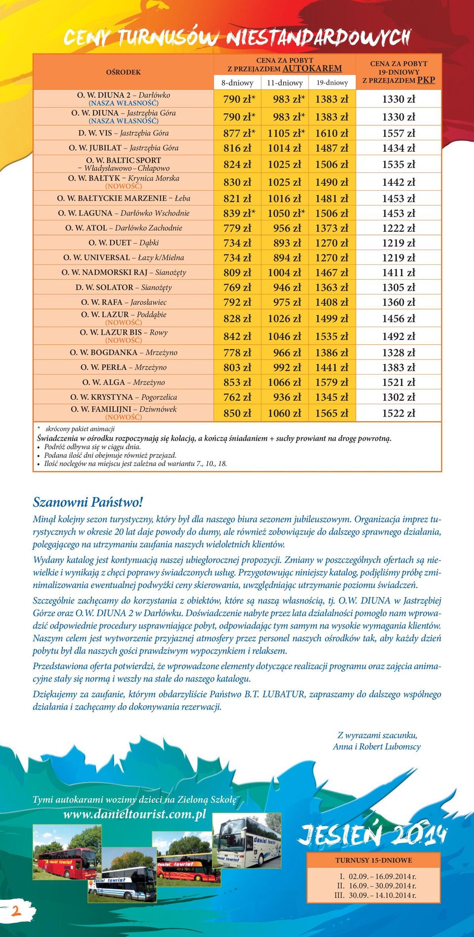 W. JUBILAT Jastrzębia Góra 816 zł 1014 zł 1487 zł 1434 zł O. W. BALTIC SPORT Władysławowo Chłapowo 824 zł 1025 zł 1506 zł 1535 zł O. W. BAŁTYK Krynica Morska (NOWOŚĆ) 830 zł 1025 zł 1490 zł 1442 zł O.