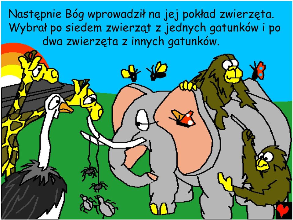 Wybrał po siedem zwierząt z