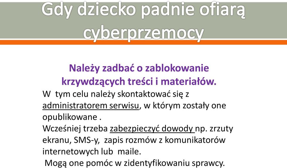 one opublikowane. Wcześniej trzeba zabezpieczyć dowody np.