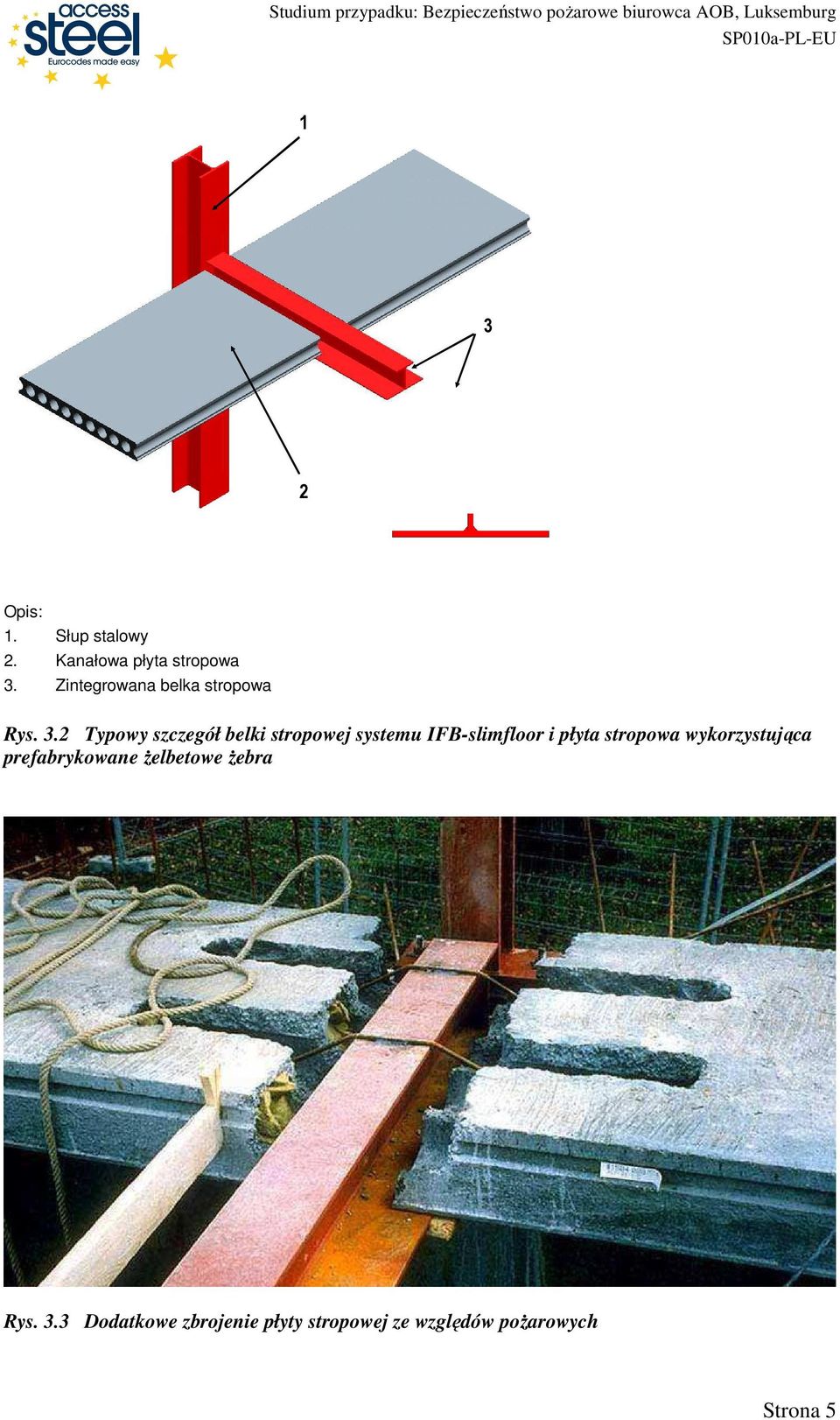 2 Typowy szczegół belki stropowej systemu IFB-slimfloor i płyta