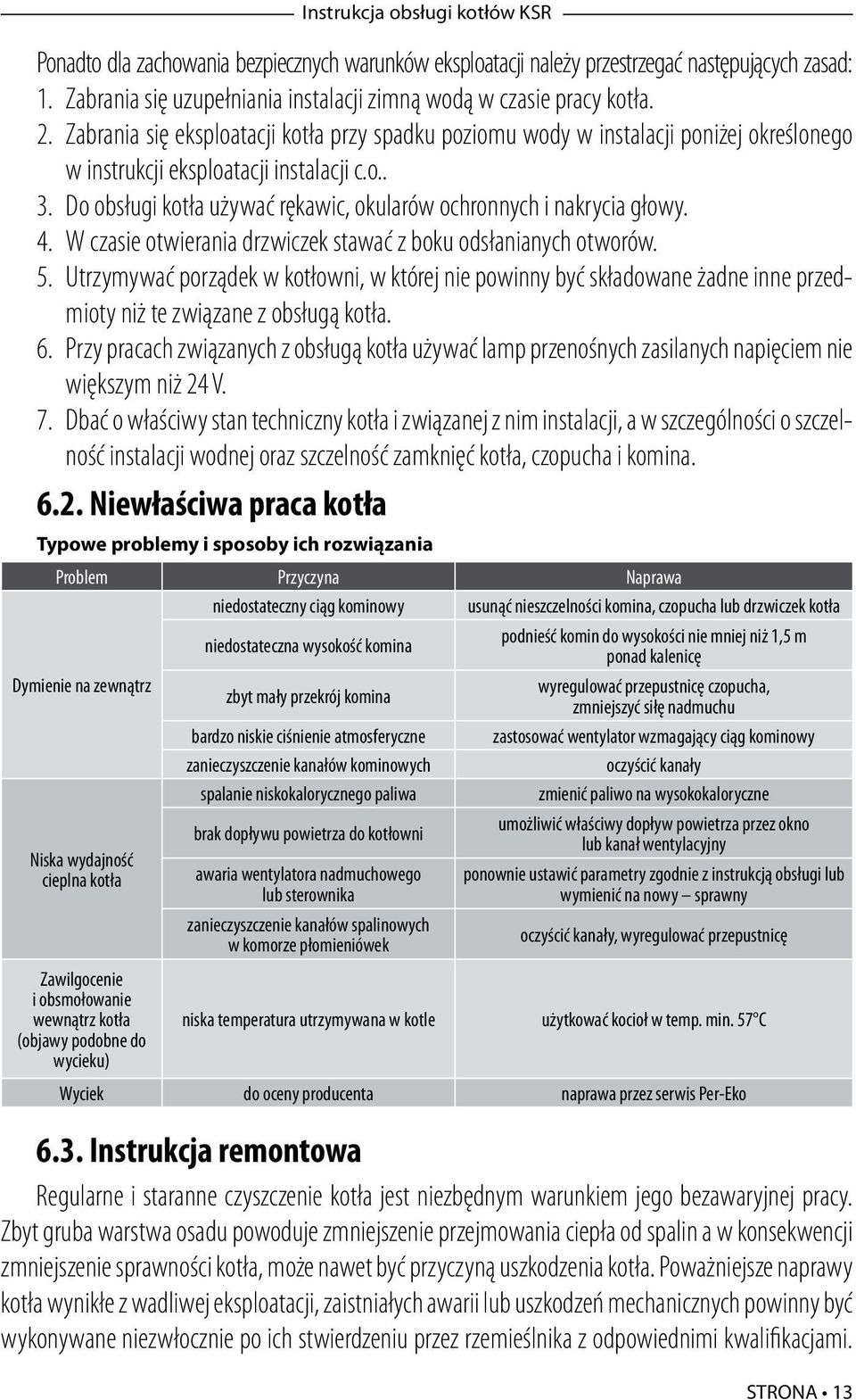 Do obsługi kotła używać rękawic, okularów ochronnych i nakrycia głowy. 4. W czasie otwierania drzwiczek stawać z boku odsłanianych otworów. 5.