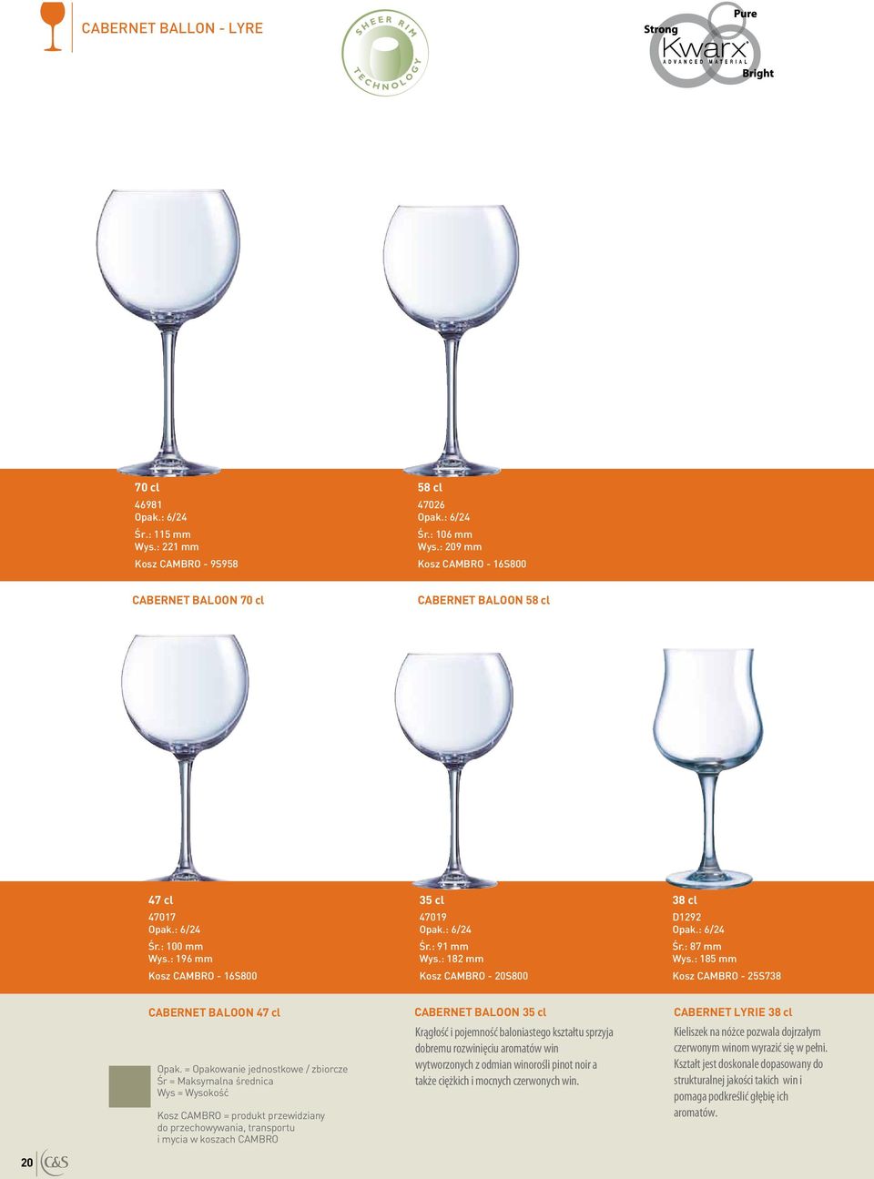 : 185 mm - 25S738 CABERNET BALOON 47 cl Opak.