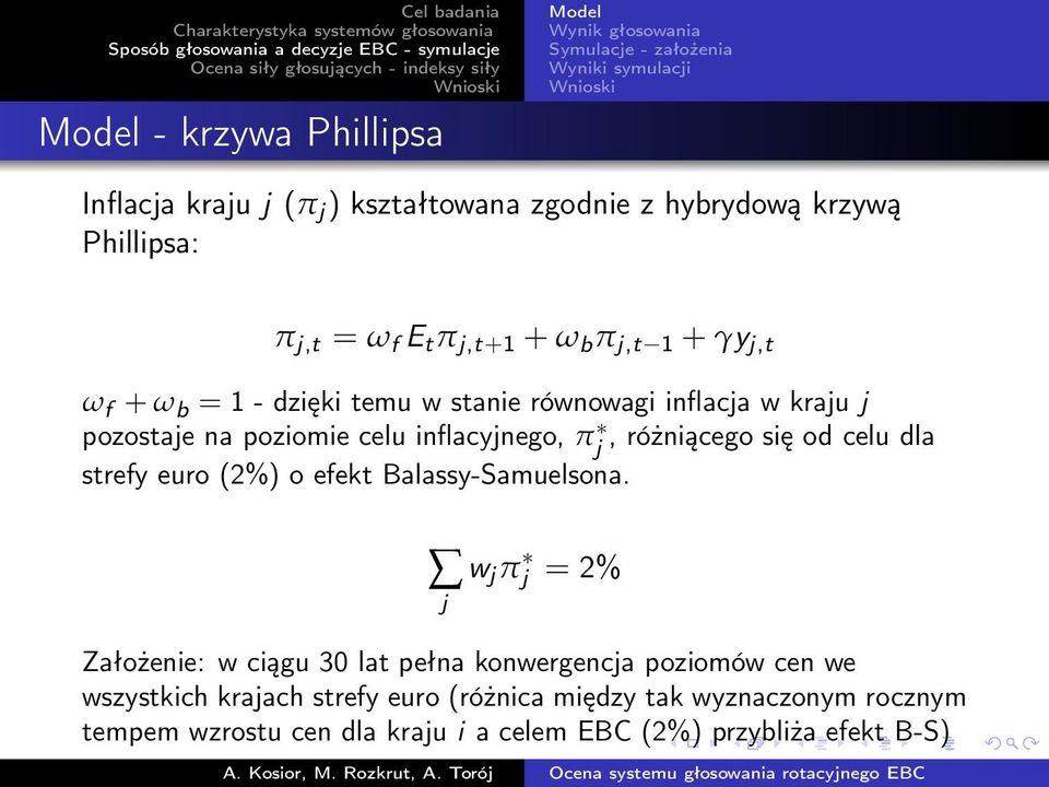 inflacyjnego, πj, różniącego się od celu dla strefy euro (2%) o efekt Balassy-Samuelsona.