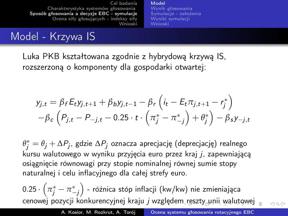 25 t πj π j ) + θ j ) β s y j,t θj = θ j + P j, gdzie P j oznacza aprecjację (deprecjację) realnego kursu walutowego w wyniku przyjęcia euro przez kraj j, zapewniającą