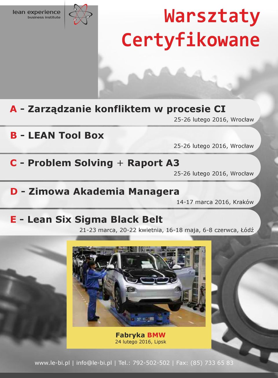 Managera E - Lean Six Sigma Black Belt 14-17 marca 2016, Kraków